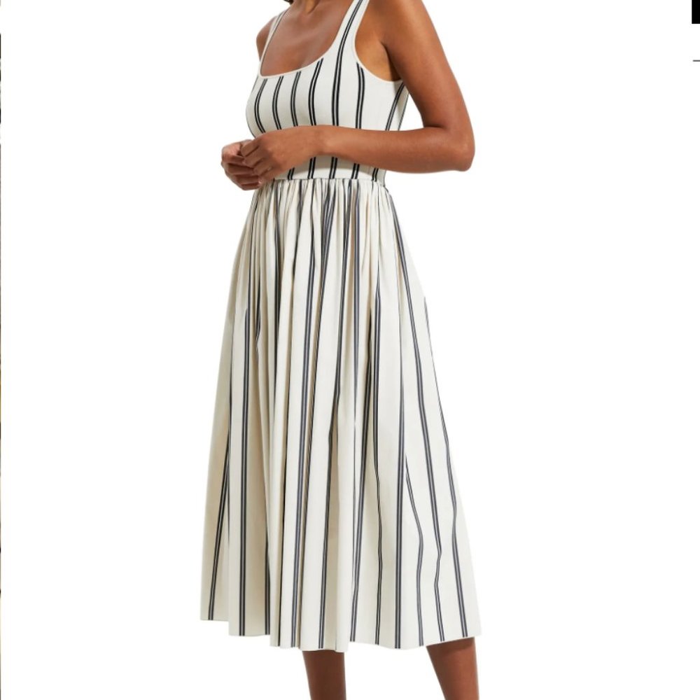 NWT Theory Off White Midi Striped Dress, size S, orig $495